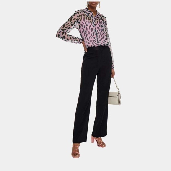 Diane Von Furstenberg Triacetate Black Straight Leg Pants Size 6 - Picture 1 of 11